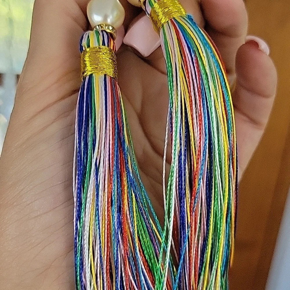 LONG FESTIVAL TASSEL EARRINGS - Picture 7 of 8